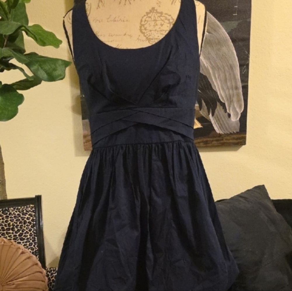 Crystal Doll Midnight Blue Mini Fit & Flare Tulle Bow Detail Dress